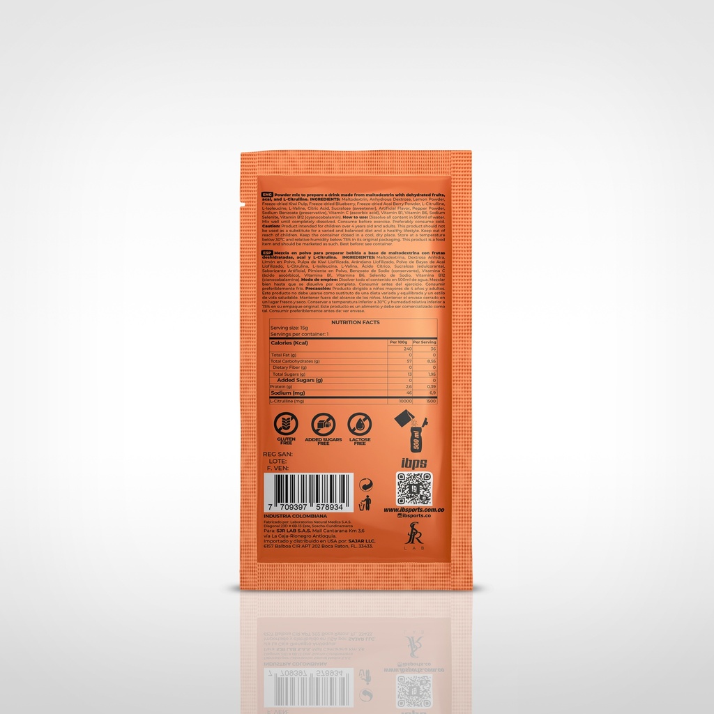 FUELMAX IBSPORTS PRE-WORKOUT SACHET X 15 G SABOR MANDARINA