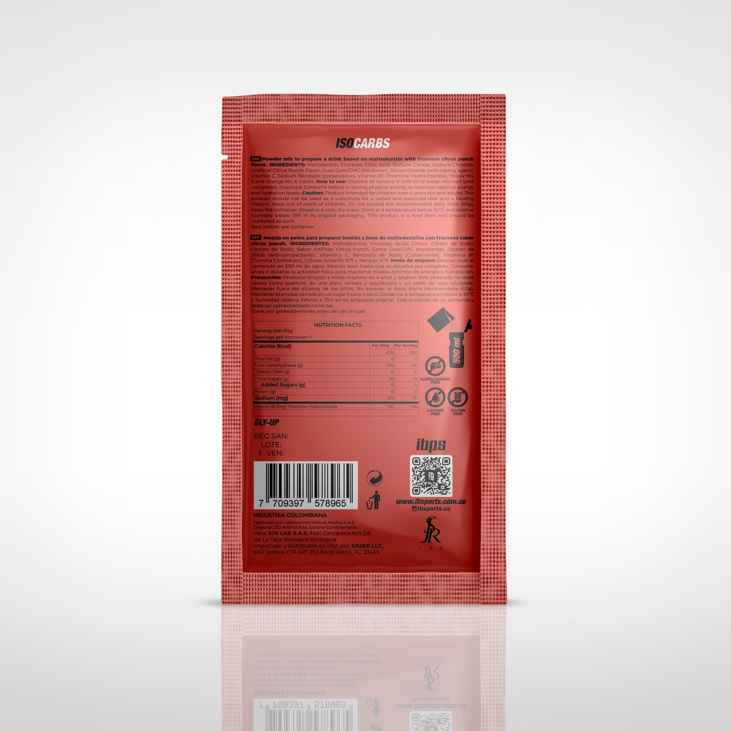 ISOCARBS IBSPORTS SACHETS x 60 G SABOR CITRUS PUNCH
