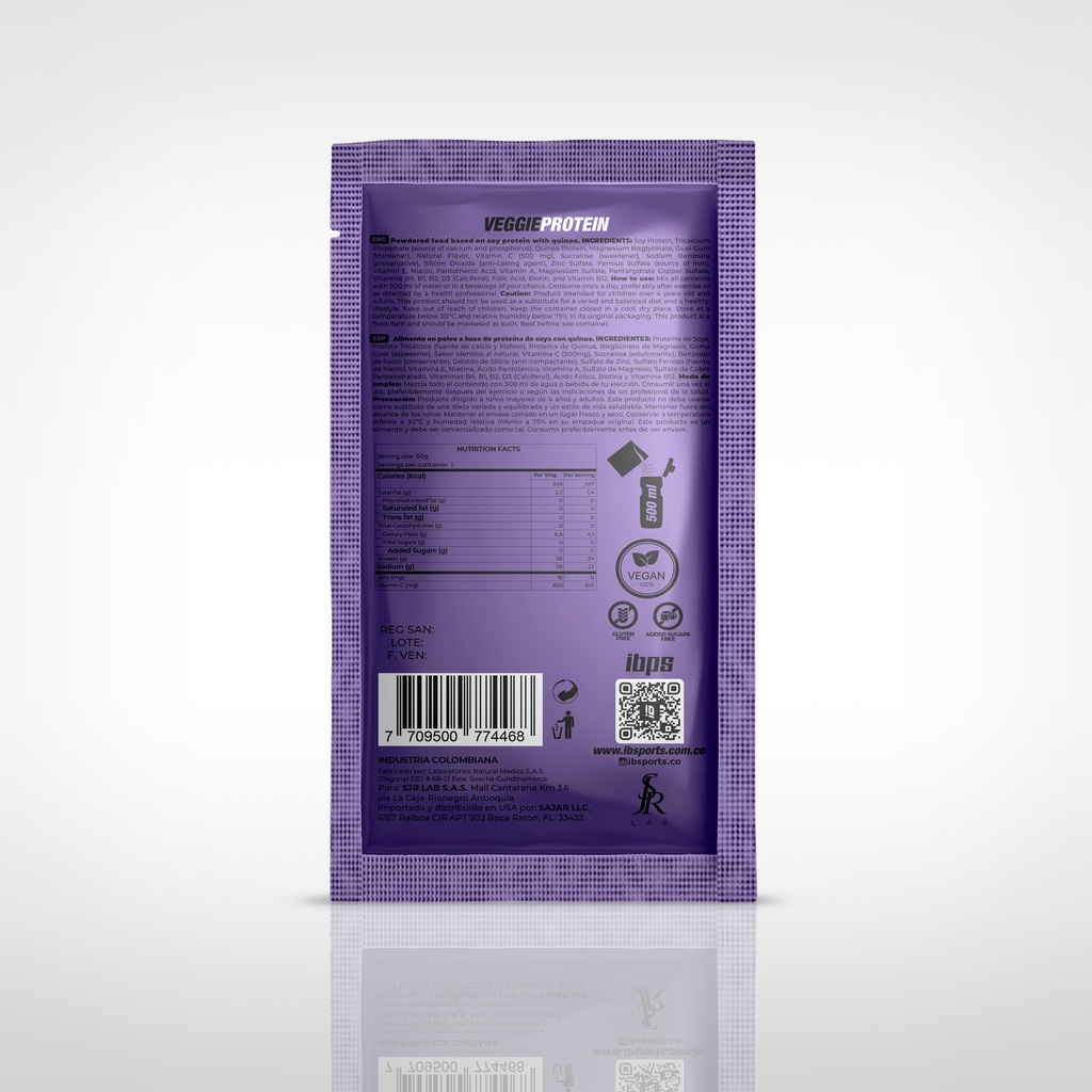 VEGGIE PROTEIN IBSPORTS (PROTEINA VEGANA) SACHET x 60 G SABOR BLUEBERRY