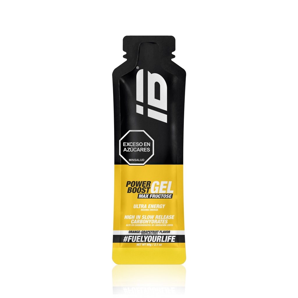 POWER BOOST IBSPORTS GEL MAX FRUCTOSE x 65 ML SABOR MIX NARANJA TORONJA